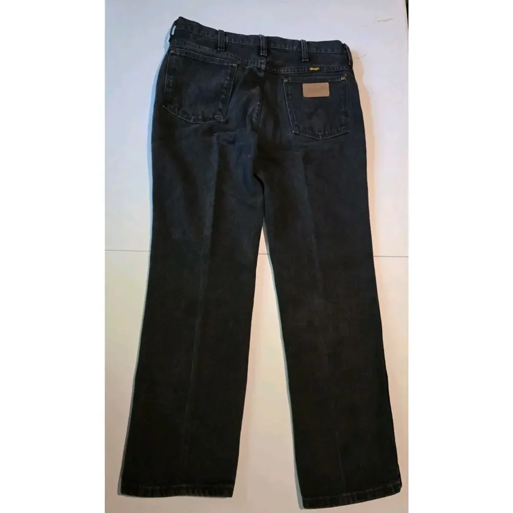 VTG Wrangler Jeans Mens 33x30 Black Straight Leg Denim 100% Cotton 5-Pocket